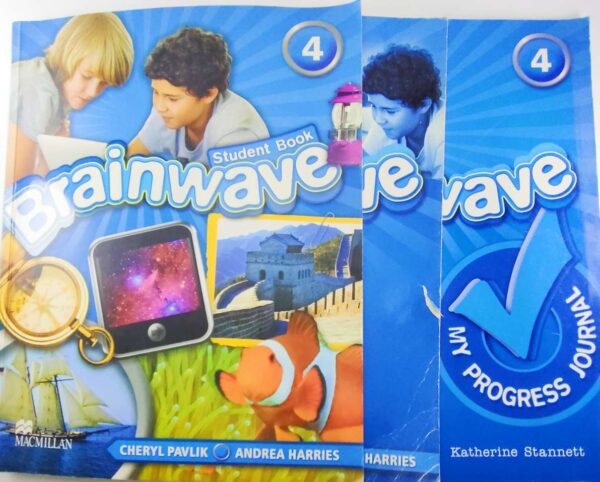 Brainwave 4 English language book for grade 4 تعليم اللغة الإنجليزية للصف الرابع ثلاثة كتب (كتاب الطالب- كتاب النشاط-كتاب الأسئلة) Three books (Student book-Language activity book-My progress  journal Macmillan publishing 2012